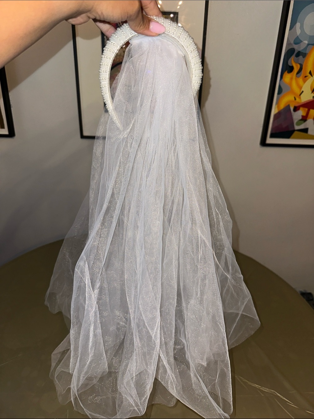 Bridal Veil Kit - 1 Pearl Embellished Headband & 1 Bow Veil